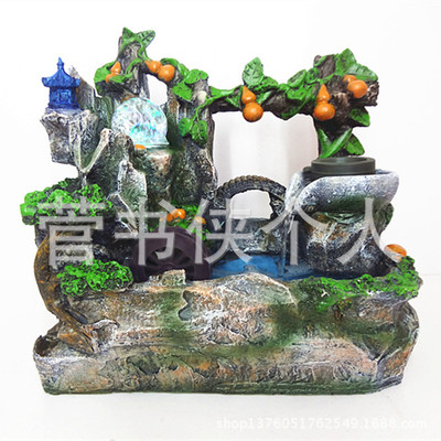 【五福臨門招財風水輪擺件假山流水噴泉盆景霧化加濕器開業(yè)喬遷禮品】價格,廠家,圖片,噴泉設備,一江春水館-